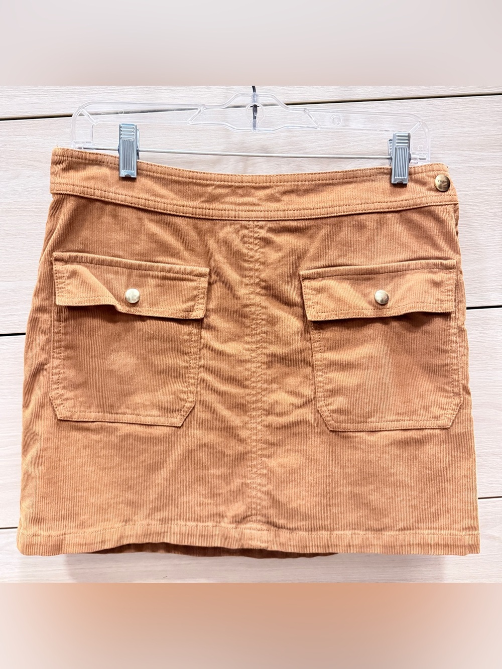 FRAME Corduroy Utility Mini Skirt in Camel